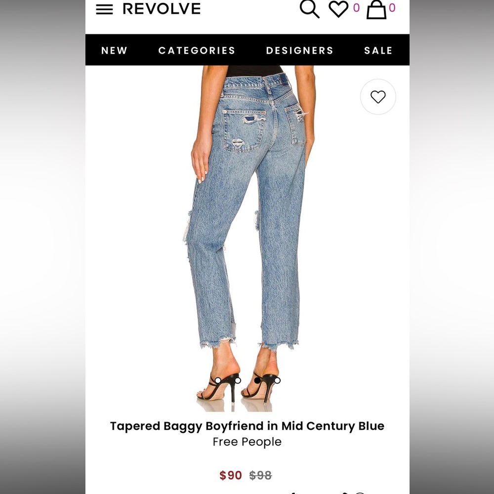 free People tapered Baggy Boyfriend in Mid Century Blue - Picture 7 of 9
